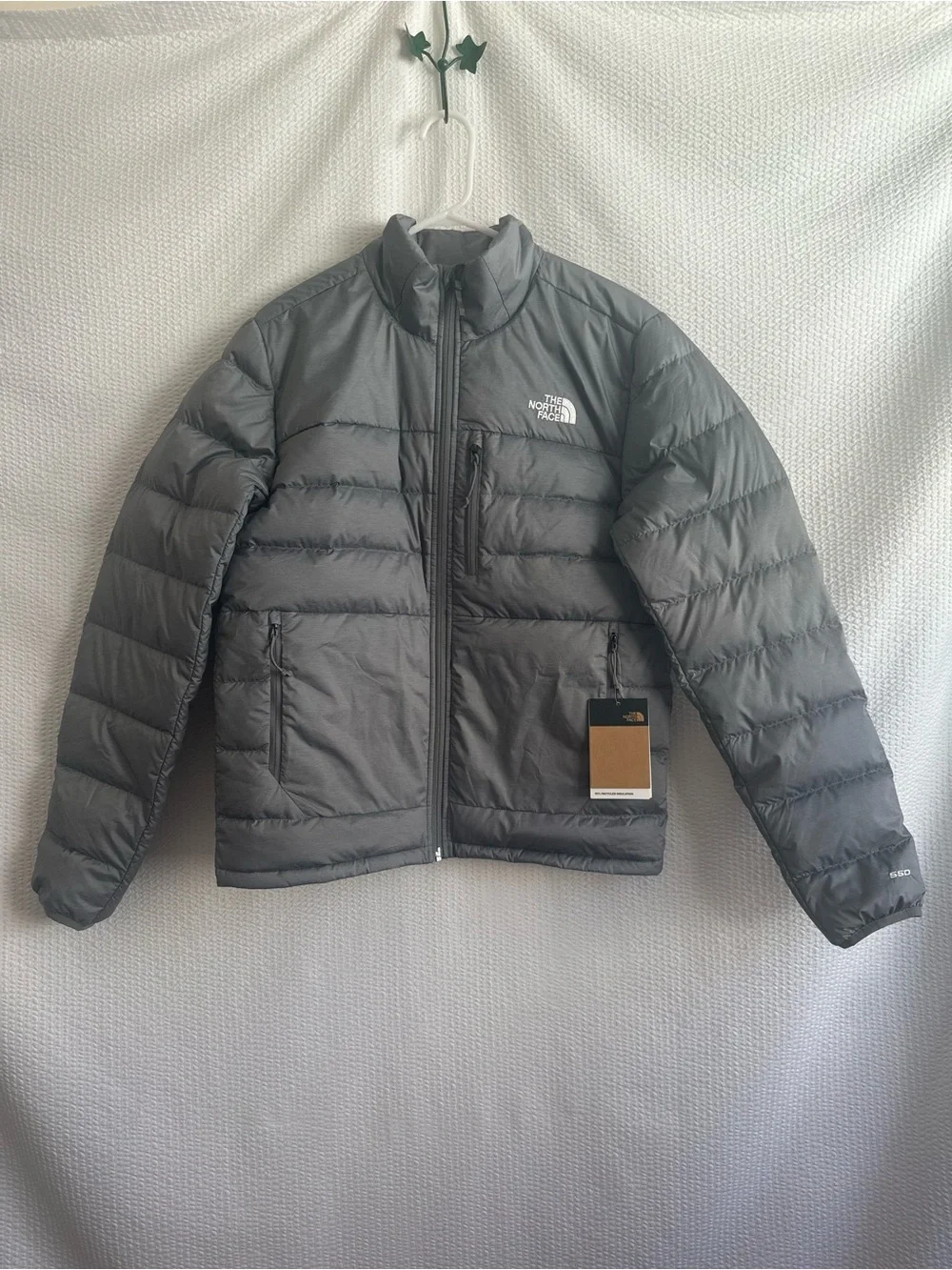 THE NORTH FACE Gray 550 Down Puffer Jacket Men's Small Full Zip Winter Coat NWT